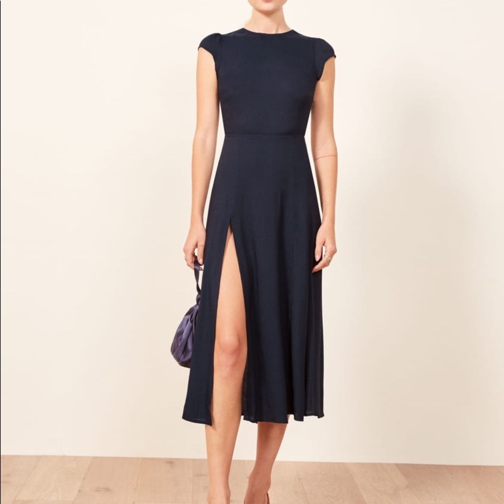 Reformation Navy Dress